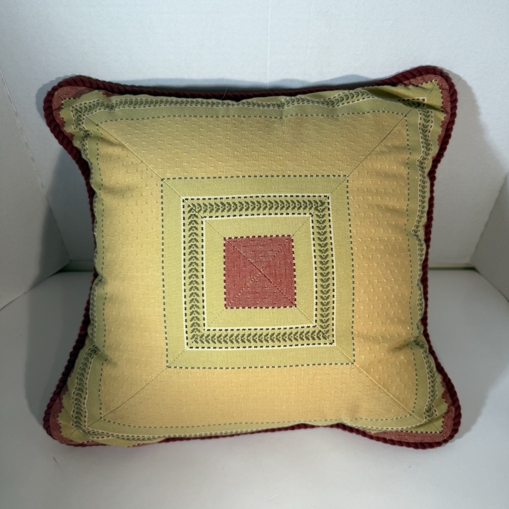 Waverly Capulet Stripe Upholstery Fabric Jacquard Cotton Pillow Gold Red 17x17 - Picture 7 of 9